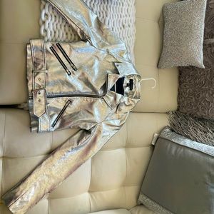 Silver Leather Jacket in excellent condition 🤍